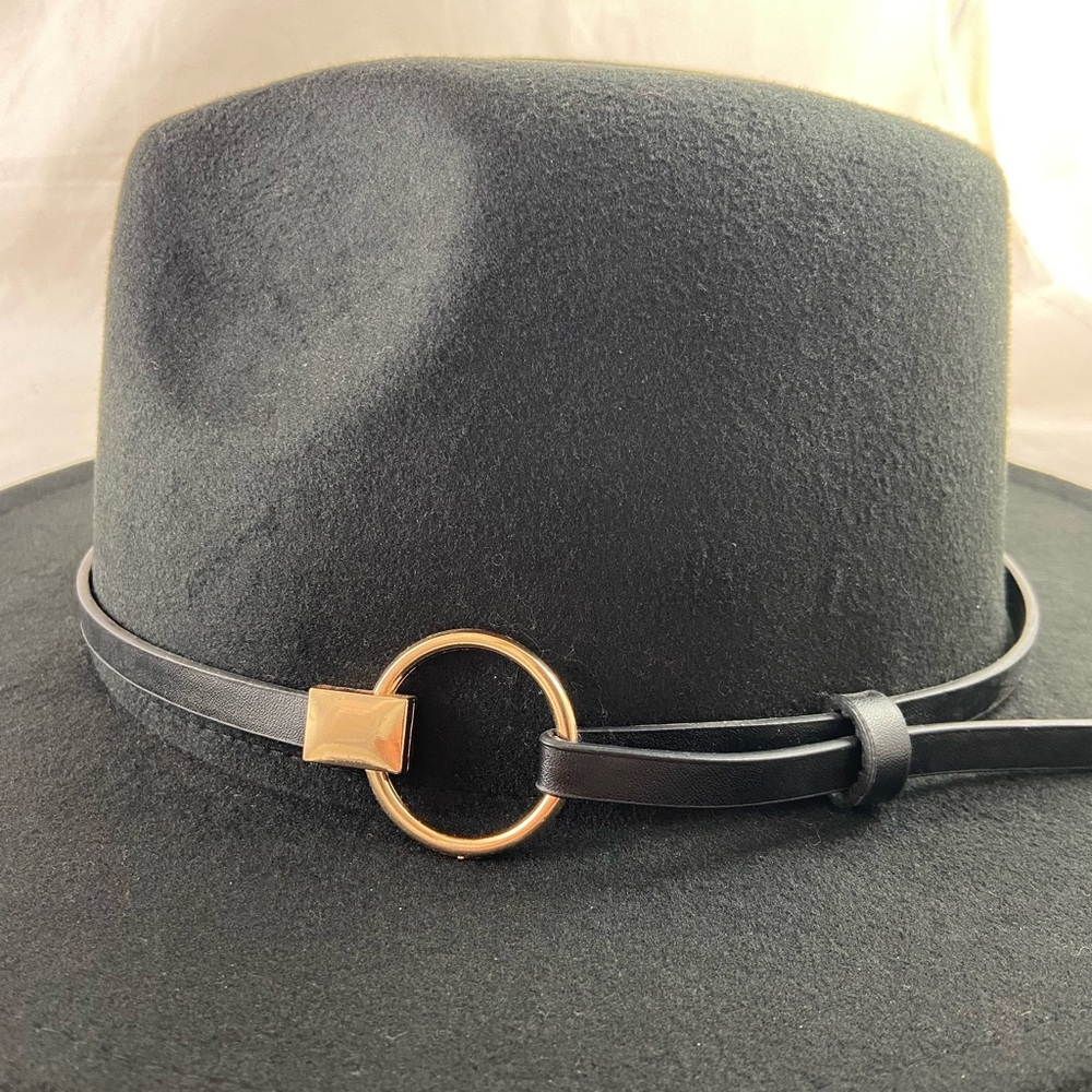 INC International Concepts Black Panama Hat with a Gold Tone Ring Hardware NWT - Picture 7 of 12